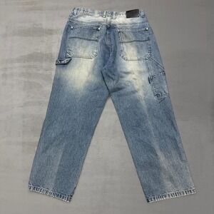 Y2K Koman Jeans Wide Leg Carpenter Pants Light Wash Denim Baggy Utility 36 x 31